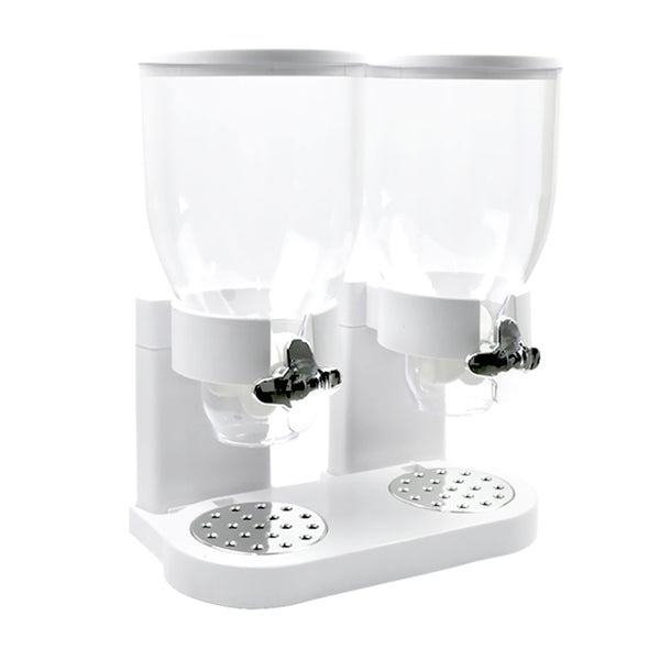 TOQUE Double Cereal Dispenser Dry Food White-1826052547782250497