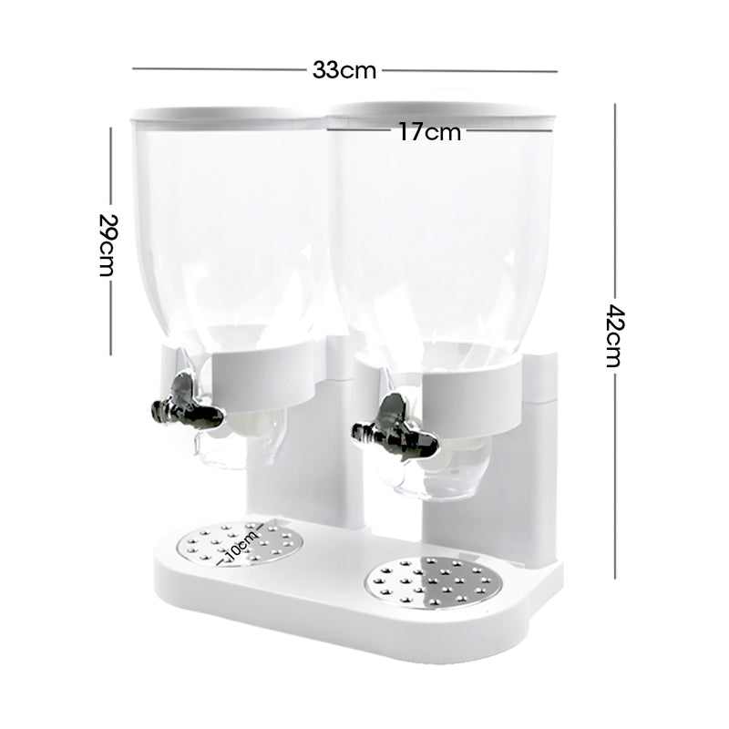 TOQUE Double Cereal Dispenser Dry Food White-1826052547782250498