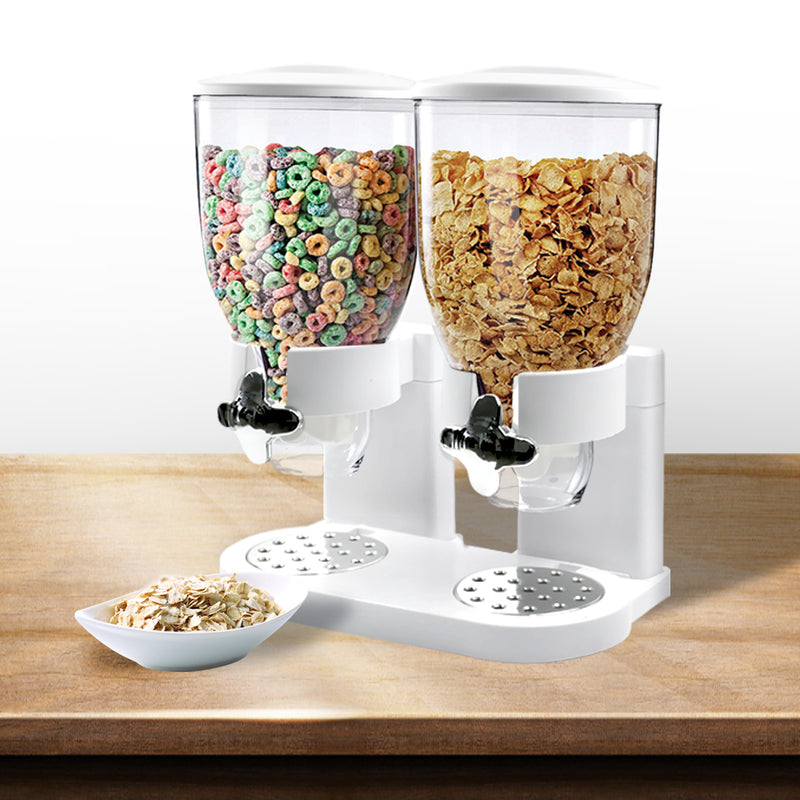 TOQUE Double Cereal Dispenser Dry Food White-1826052547782250503