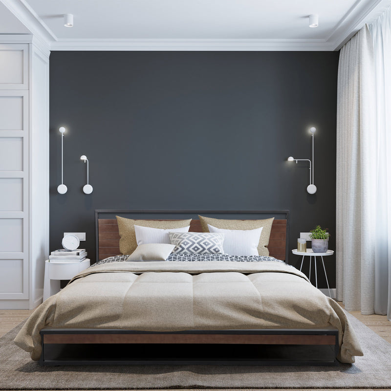 Milano Decor Azure Bed Frame with Headboard ? Black - Single-1826049035568549893