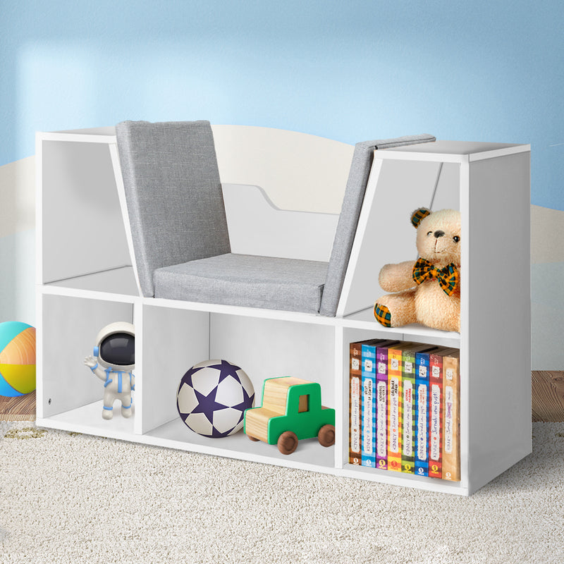 Levede Kids Bookcase Toys Box Shelf White-1826049044229787654