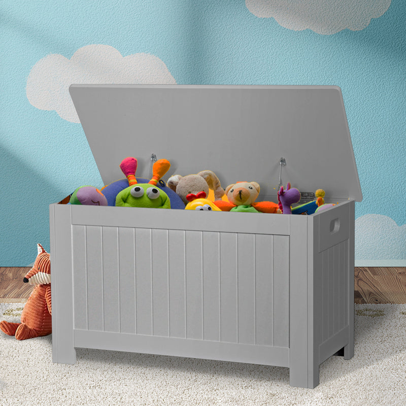 Levede Kids Toy Box Storage Chest Cabinet Grey-1826049044506611718