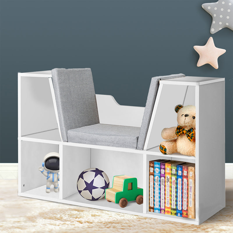 Levede Kids Bookcase Toys Box Shelf White-1826049044229787655