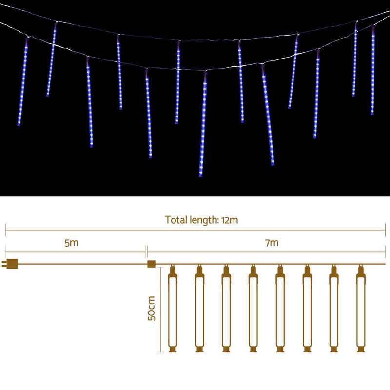 Jingle Jollys 7M Christmas Lights Shower Light 288 LED Icicle Falling Metor