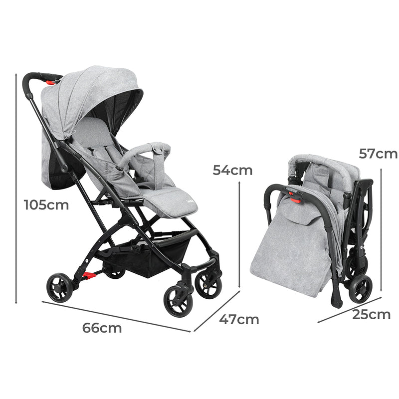 BoPeep Baby Stroller Travel Pram Push Grey-1826052424192888834