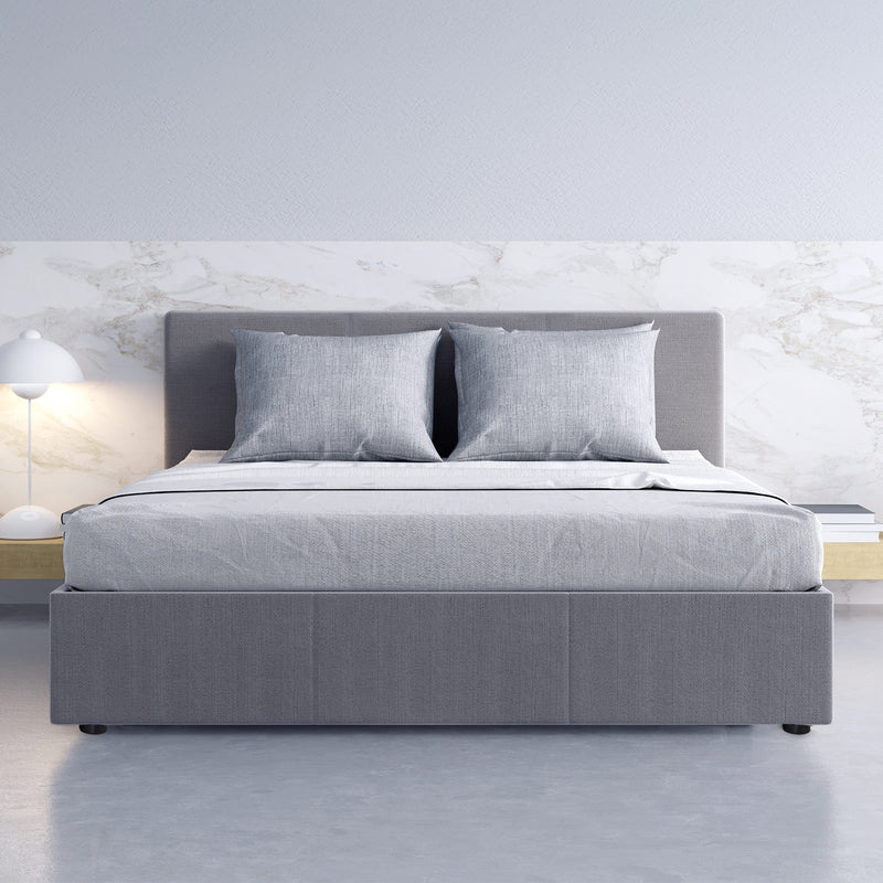 Milano Luxury Gas Lift Bed with Headboard (Model 1) - Grey No.28 - Double