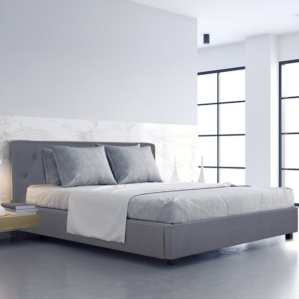 Milano Capri Luxury Gas Lift Bed With Headboard (Model 3) - Grey No.28 - Double