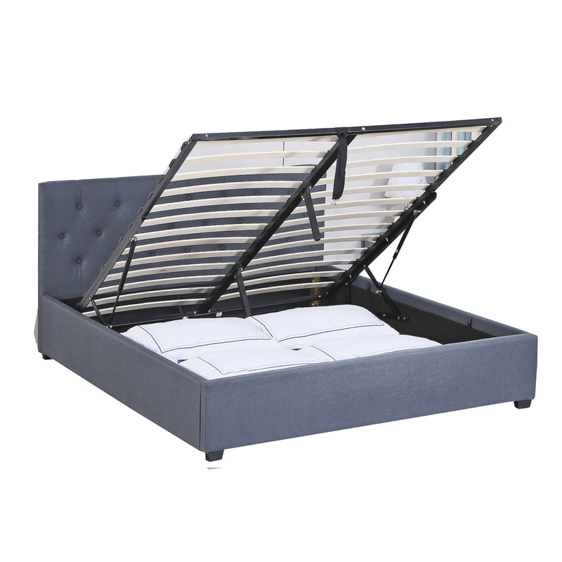 Milano Capri Luxury Gas Lift Bed With Headboard (Model 3) - Grey No.28 - Double