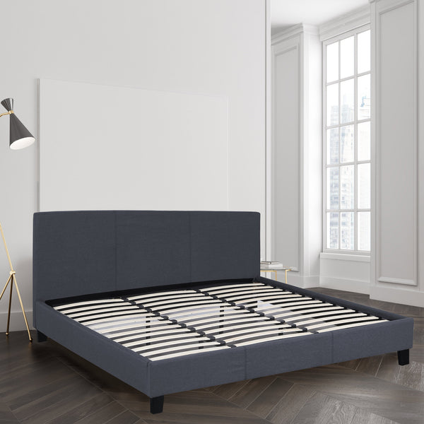 Milano Sienna Luxury Bed with Headboard (Model 2) - Charcoal No.35 - King Single