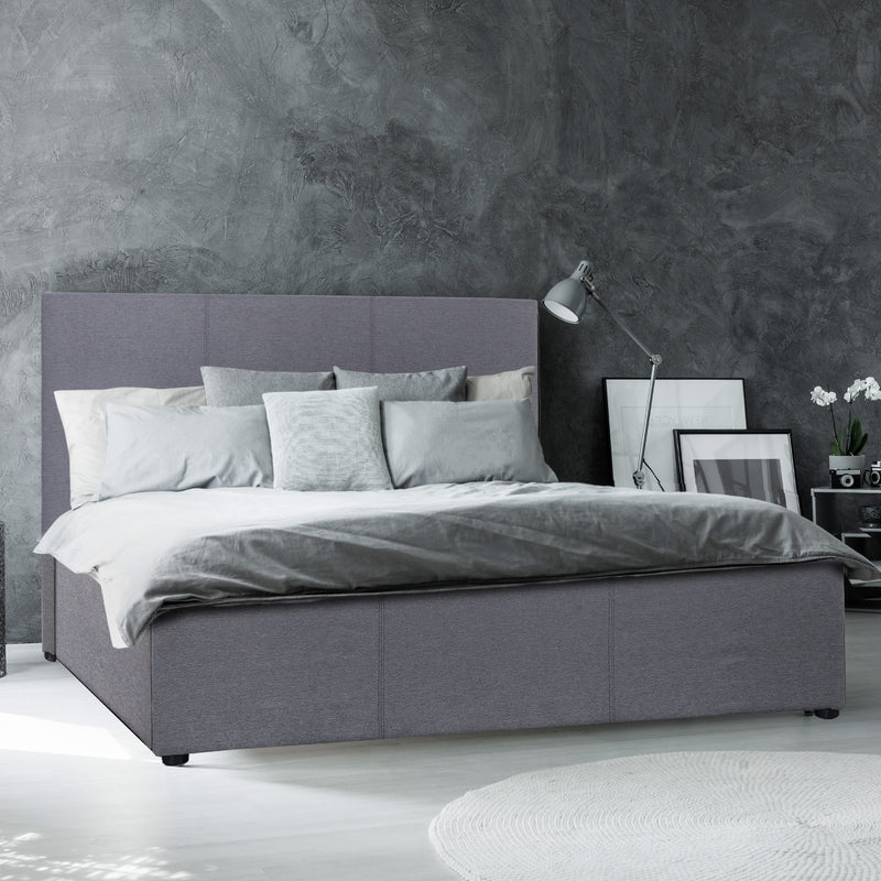 Milano Luxury Gas Lift Bed with Headboard (Model 1) - Grey No.28 - Queen