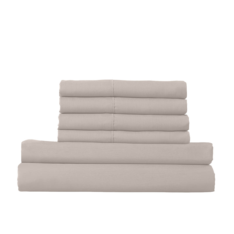 Royal Comfort 1500TC Cotton Rich 6 Piece Complete Bedding Set Queen - Stone