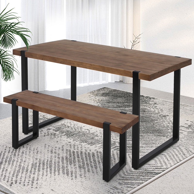 Levede Dining Table Bench Set 2xDining Chairs Industrial  Cafe Restaurant