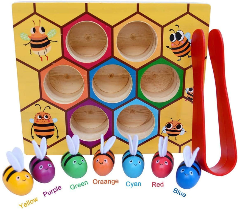 Wooden Bee Toddler Fine Motor Skill Toy - (Montessori Wooden Puzzle Early Learning Preschool Educational Kids)