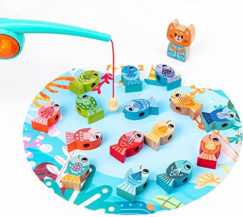 Wooden Magnetic Fishing Game Block for Kids