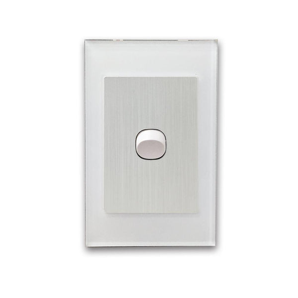 CLSOL VERTICAL WALL SWITCH 1 GANG 2 WAY WHITE GLASS FRAME