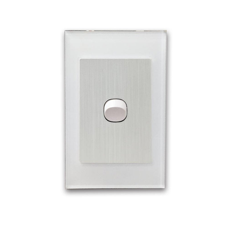 CLSOL VERTICAL WALL SWITCH 1 GANG 2 WAY WHITE GLASS FRAME