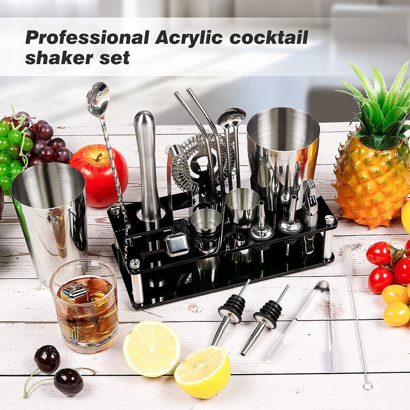 VIKUS Cocktail Shaker Set Boston 23-Piece Stainless Steel and Professional Bar Tools for Drink Mixing