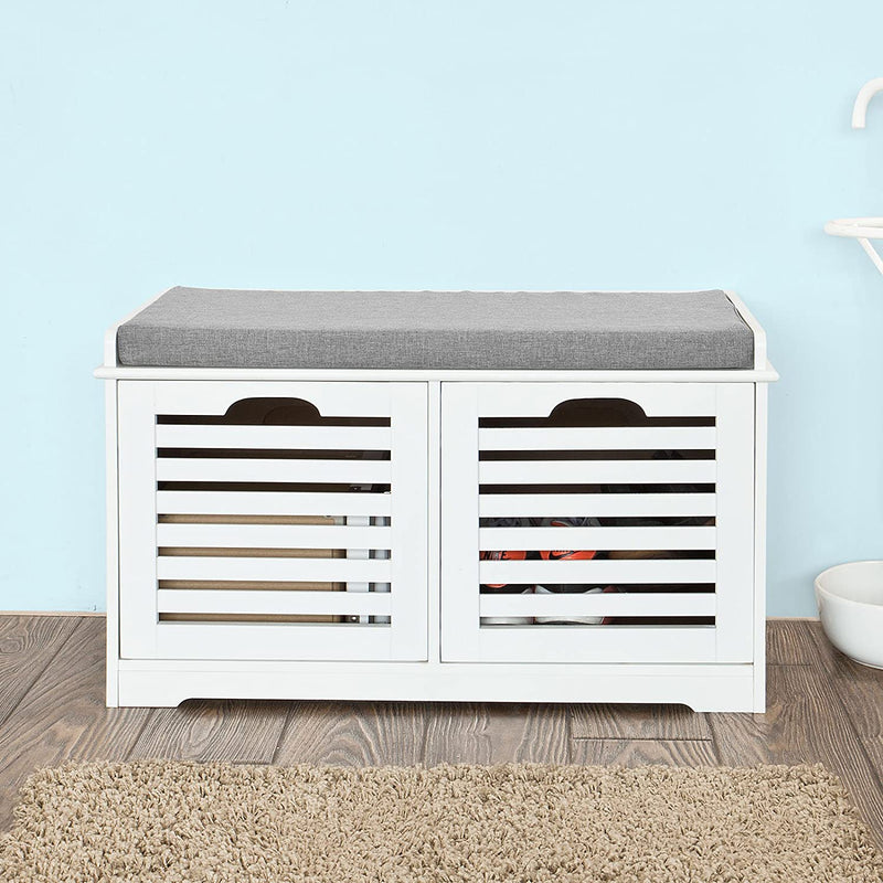 VIKUS Modern Storage Bench with 2 Drawer/Baskets for Toys