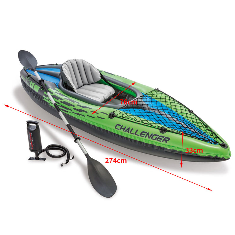 Intex Kayak Boat Inflatable K1 Sports Challenger 1 Seat Floating Oars River Lake