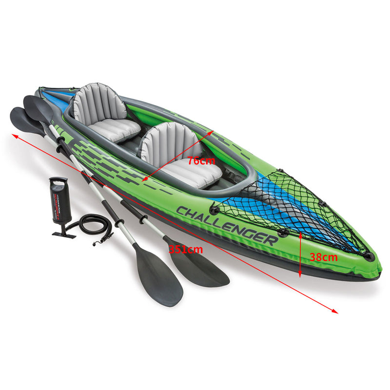 Intex Kayak Boat Inflatable K2 Sports Challenger 2 Seat Floating Oars River Lake