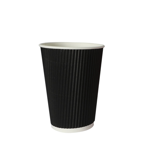 50 Pcs 12oz Disposable Takeaway Coffee Paper Cups Triple Wall Take Away w Lids