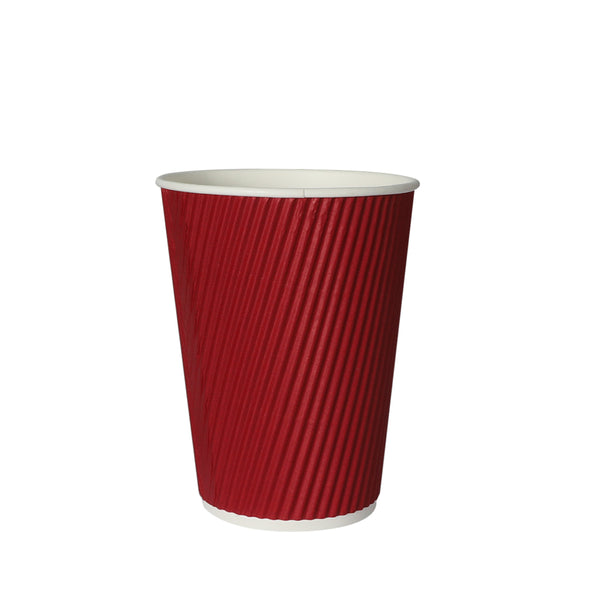 500 Pcs 12oz Disposable Takeaway Coffee Paper Cups Triple Wall Take Away w Lids