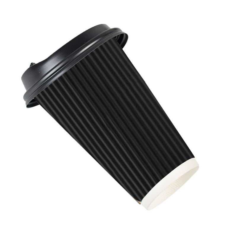 50 Pcs 16oz Disposable Takeaway Coffee Paper Cups Triple Wall Take Away w Lids