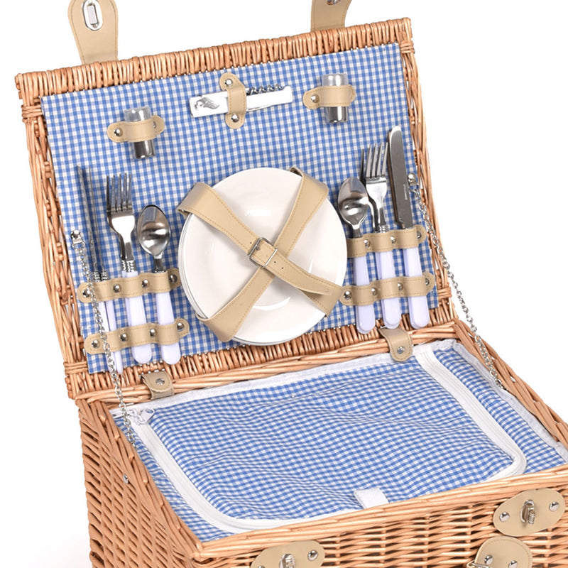 Deluxe 4 Person Picnic Basket Baskets Set Outdoor Corporate Blanket Park Trip