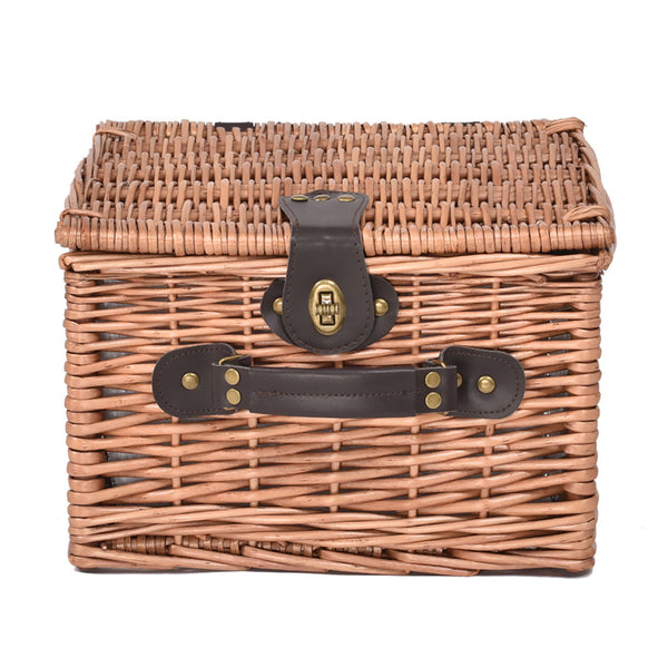 2 Person Picnic Basket Wicker Baskets Set Insulated Outdoor Blanket Gift Storage