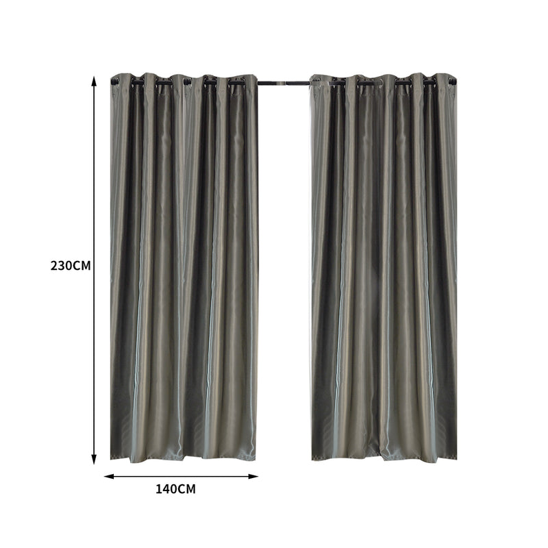 2X Blockout Curtains Blackout Curtain Bedroom Window Eyelet Grey 140CM x 230CM