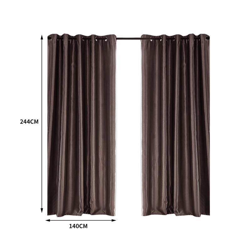 2X Blockout Curtains Blackout Curtain Bedroom Window Eyelet Taupe 140CM x 244CM