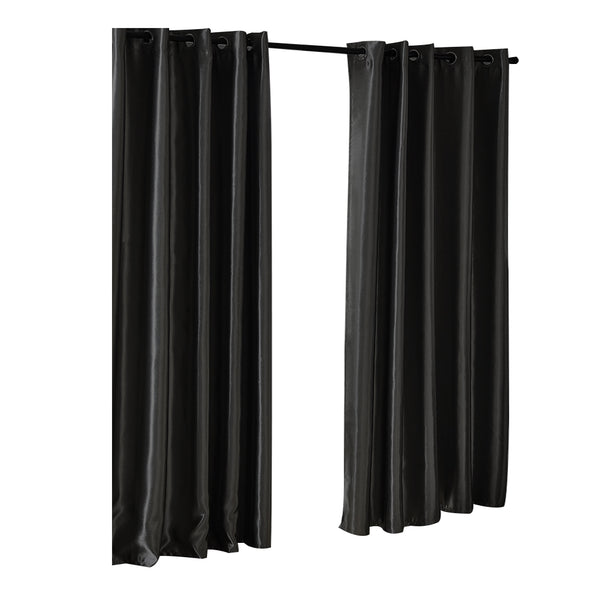 2X Blockout Curtains Blackout Curtain Bedroom Window Eyelet Black 180CM x 213CM