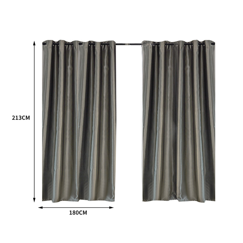 2X Blockout Curtains Blackout Curtain Bedroom Window Eyelet Grey 180CM x 213CM