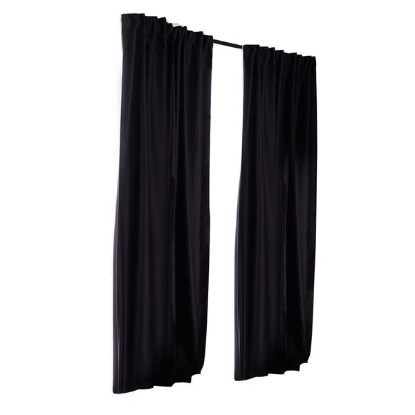 2X Blockout Curtains Curtain Blackout Bedroom 132cm x 213cm Black