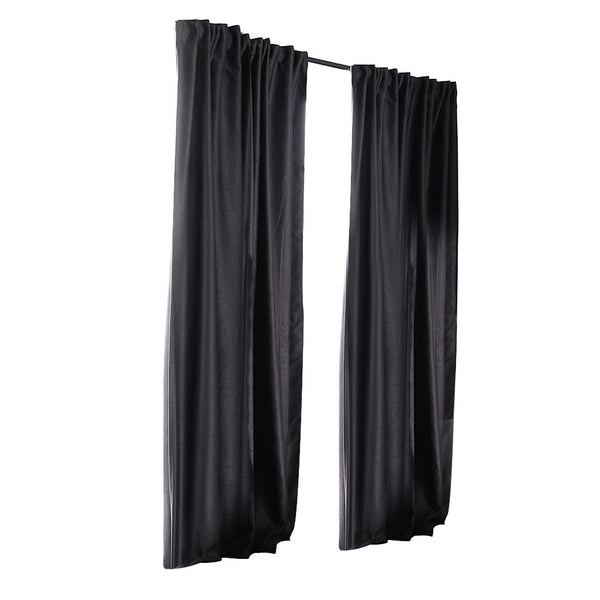 2X Blockout Curtains Curtain Blackout Bedroom 132cm x 213cm Dark Grey