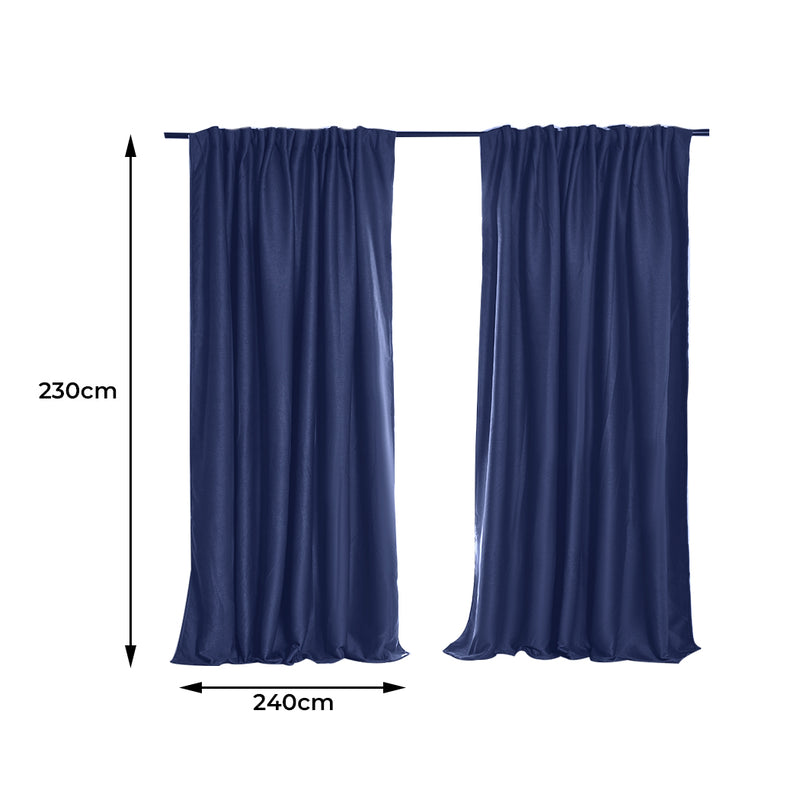 2X Blockout Curtains Curtain Blackout Bedroom 240cm x 230cm Navy