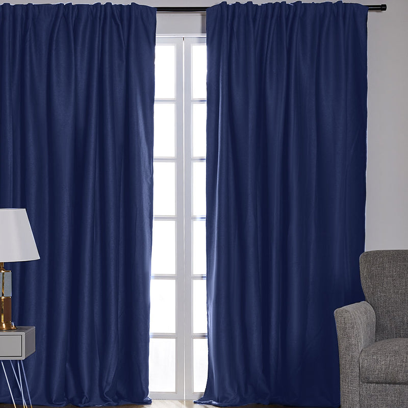 2X Blockout Curtains Curtain Blackout Bedroom 240cm x 230cm Navy