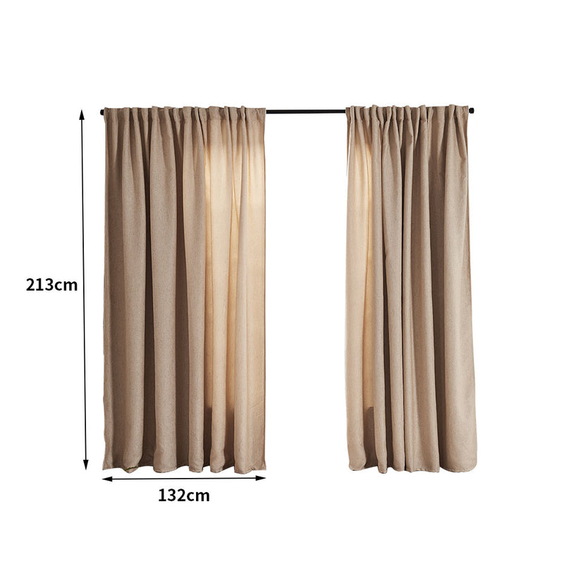 2X Blockout Curtains Curtain Living Room Window Buff 132CM x 213CM