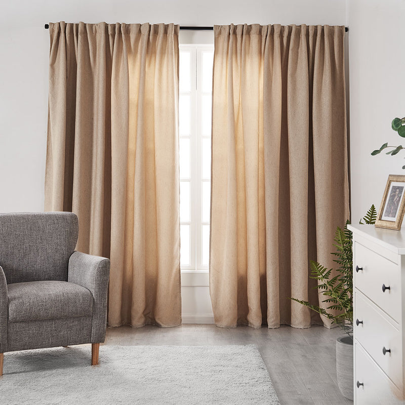 2X Blockout Curtains Curtain Living Room Window Buff 132CM x 213CM