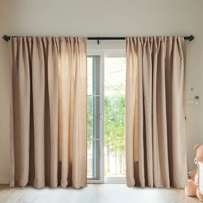 2X Blockout Curtains Curtain Living Room Window Buff 132CM x 213CM