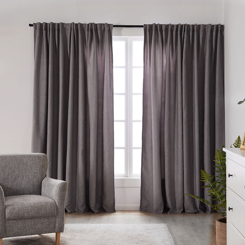 2X Blockout Curtains Curtain Living Room Window Grey 132CM x 213CM