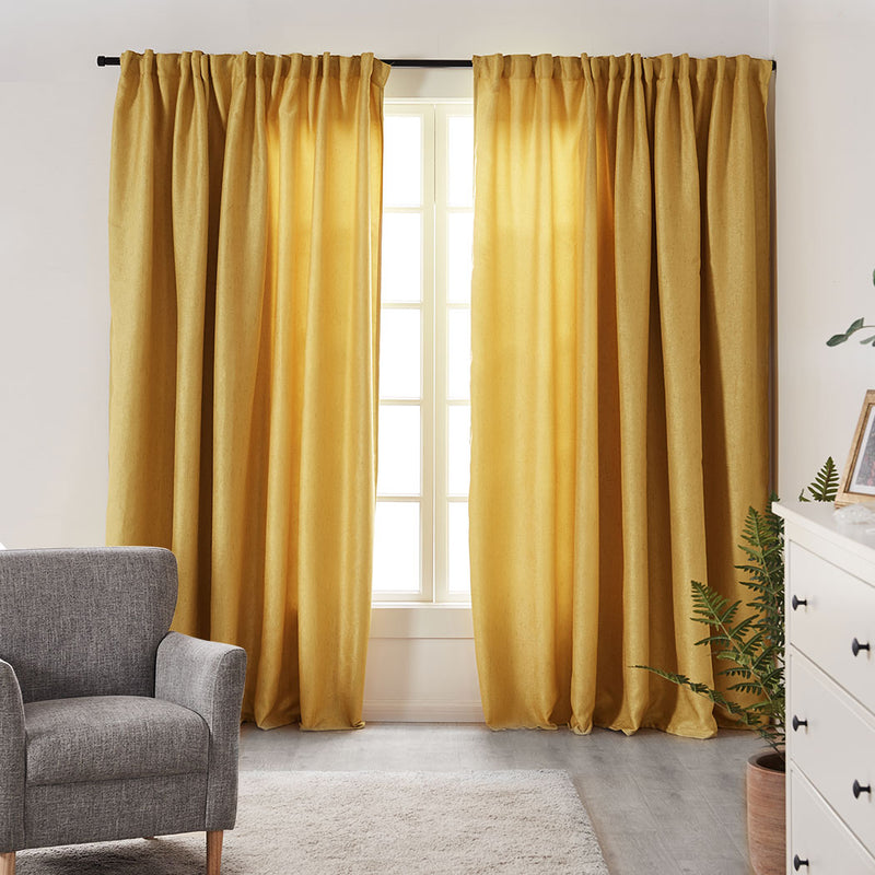 2X Blockout Curtains Curtain Living Room Window Mustard 132CM x 213CM