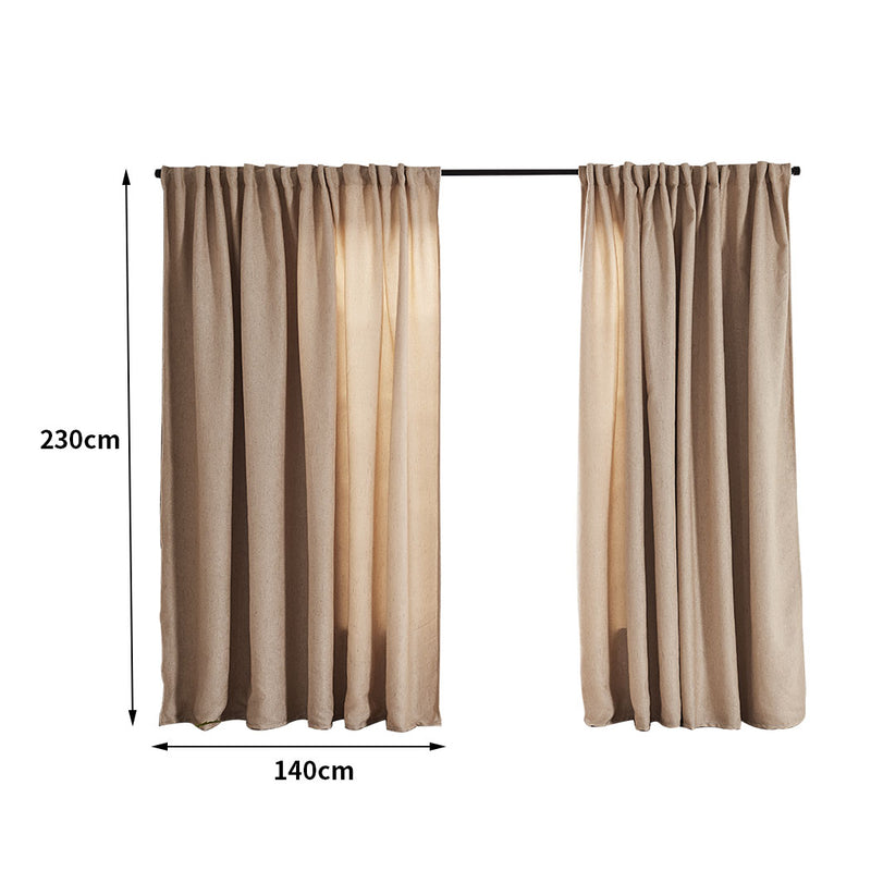 2X Blockout Curtains Curtain Living Room Window Buff 140CM x 230CM