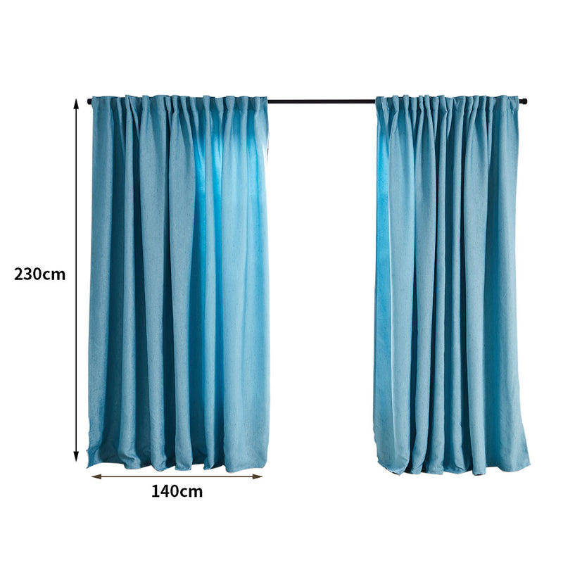 2X Blockout Curtains Curtain Living Room Window Blue 140CM x 230CM