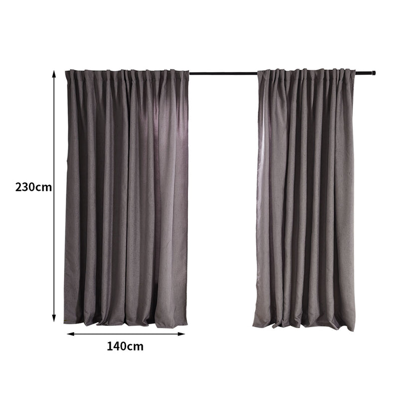 2X Blockout Curtains Curtain Living Room Window Grey 140CM x 230CM