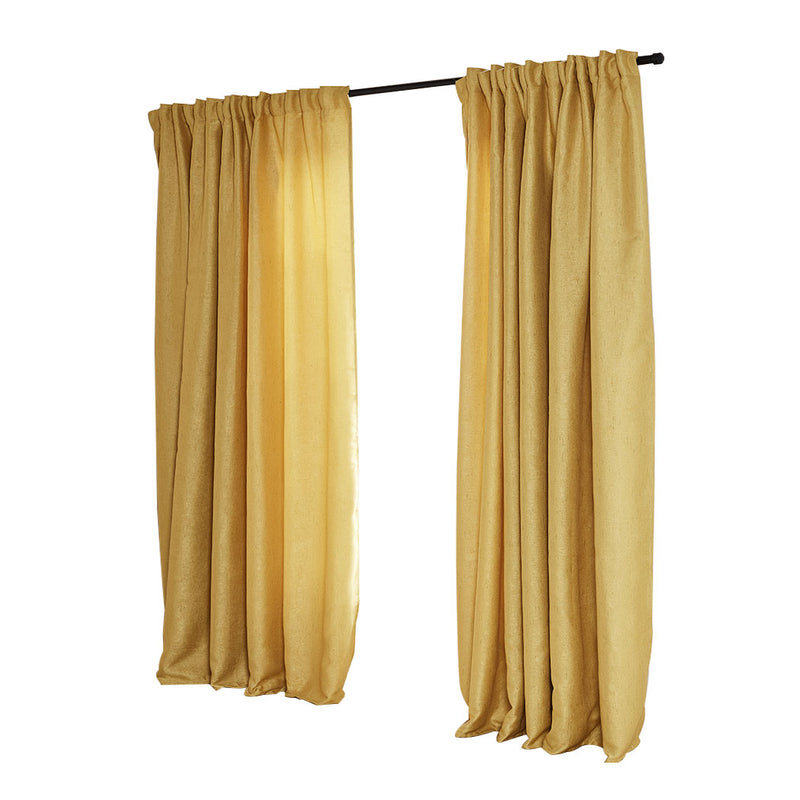 2X Blockout Curtains Curtain Living Room Window Mustard 140CM x 230CM