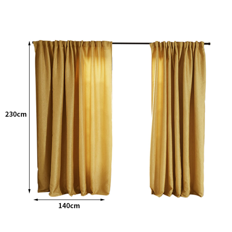 2X Blockout Curtains Curtain Living Room Window Mustard 140CM x 230CM