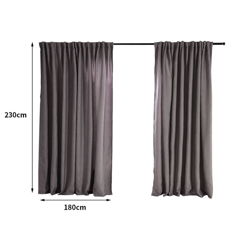 2X Blockout Curtains Curtain Living Room Window Grey 180CM x 230CM