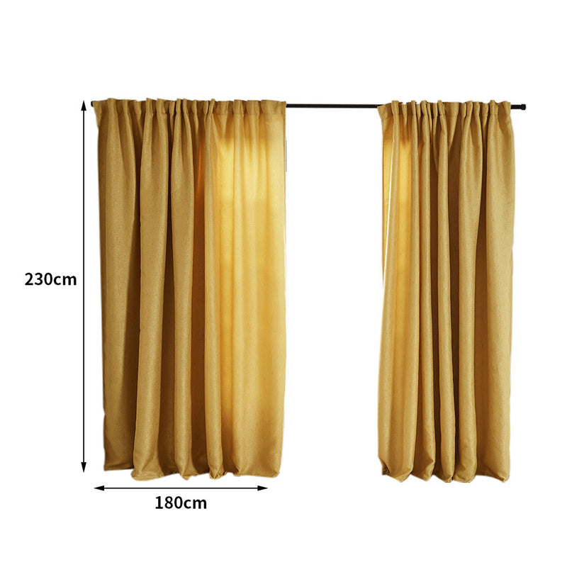 2X Blockout Curtains Curtain Living Room Window Mustard 180CM x 230CM