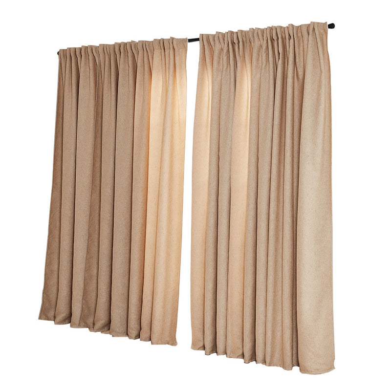 2X Blockout Curtains Curtain Living Room Window Buff 240CM x 230CM